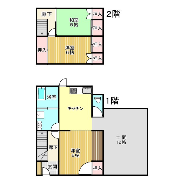 嘉穂郡桂川町大字土居の一戸建ての間取り