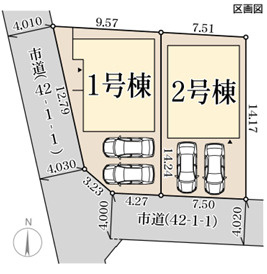 リーブルガーデン堺市東区日置荘原寺町1期の区画図