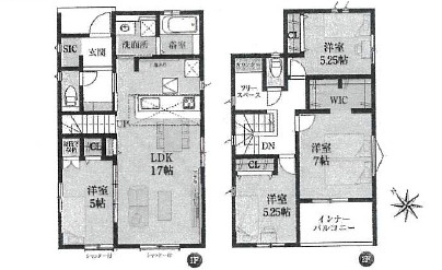 廿日市市阿品3丁目　№37394の間取り|４ＬＤＫ＋フリースペース
駐車並列3台可（車種による）