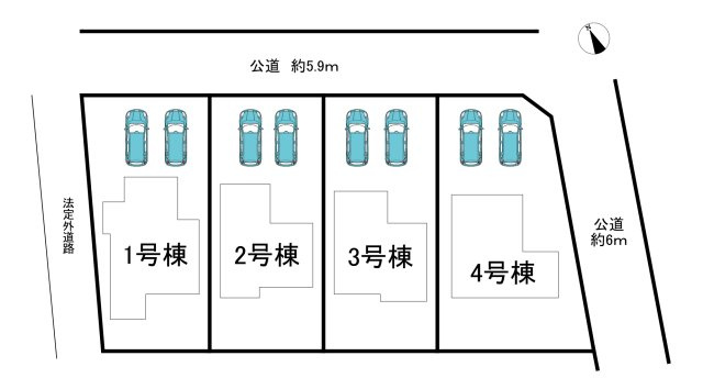 知多市寺本新町2丁目　全4棟　2号棟の区画図|全4区画分譲地♪