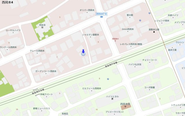 神戸市東灘区西岡本4丁目　中古戸建の地図