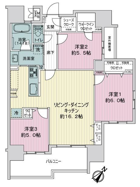 ベルフール青砥の間取り|ベルフール青砥：全居室収納が付いた収納豊富な３ＬＤＫリノベーション物件は住設備も充実！