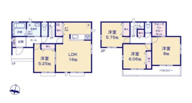 つくばみらい市伊奈東　新築戸建　A号棟の間取り