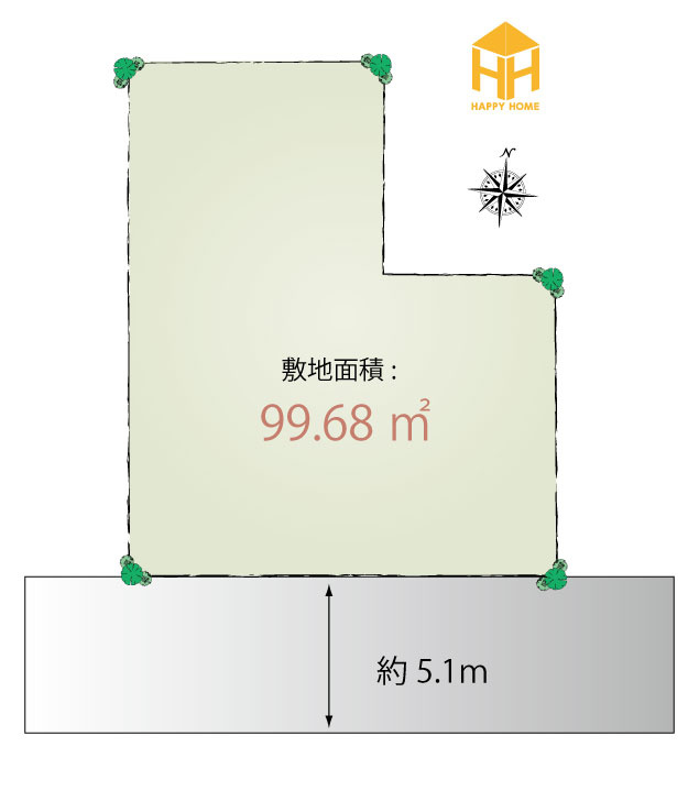 ハピクルタウン伊丹市瑞原3丁目建築条件付土地の土地図|※図面と現況に相違がある場合は、現況を優先します。