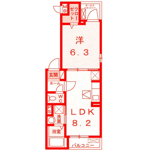 平塚市平塚１丁目のアパートの間取り