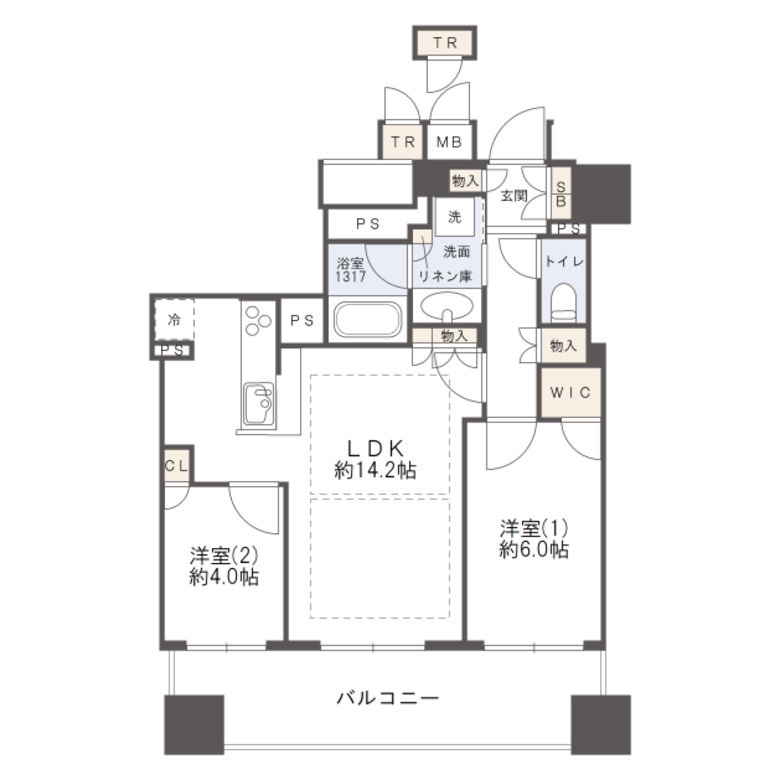 ブランズタワー谷町四丁目　中大江小学校区の間取り|ブランズタワー谷町四丁目　間取り