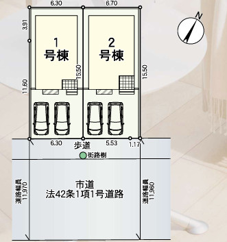 福岡市西区横浜第１５　２号棟の区画図