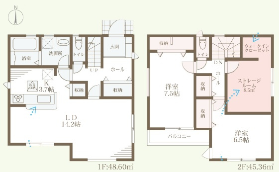 大阪市東住吉区公園南矢田　第8期　新築一戸建ての間取り|2号地