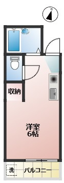 コーポ中山　バストイレ別　礼金0　南向きの間取り