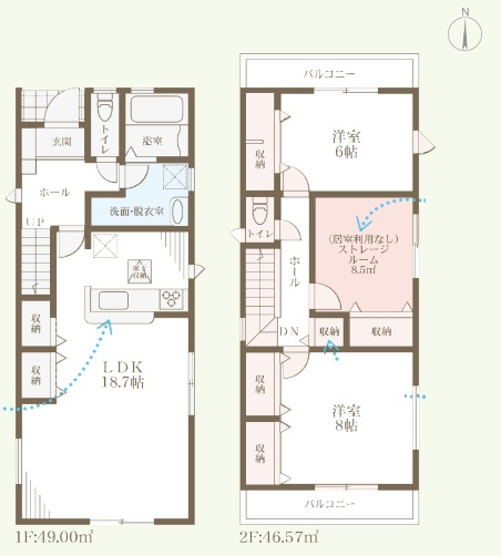 大阪市東住吉区公園南矢田　第8期　新築一戸建ての間取り|3号地