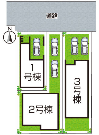 大阪市東住吉区公園南矢田　第8期　新築一戸建ての区画図|全3区画