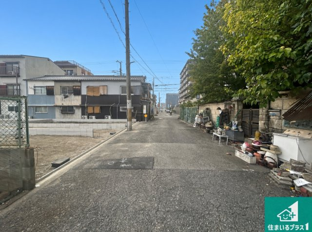 大阪市東住吉区公園南矢田　第8期　新築一戸建ての前面道路含む現地写真|周辺は落ち着いた街並みの住宅地！子育てがしやすい住環境です！まだ未完成ですが、現地でしかわからない事もございます。是非一度ご覧ください。