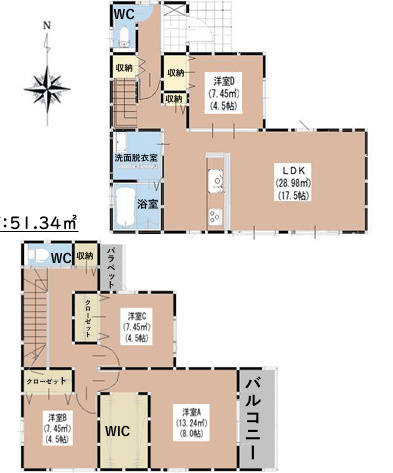 福岡市早良区田隈３丁目８期　１号棟の間取り