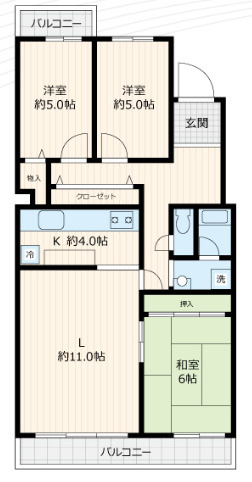 潮路南第二ハイツ25棟の間取り