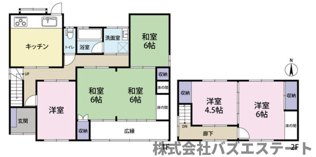 田寺東３丁目　中古一戸建ての間取り