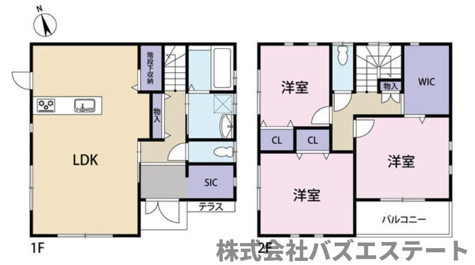 香寺町犬飼　中古一戸建ての間取り