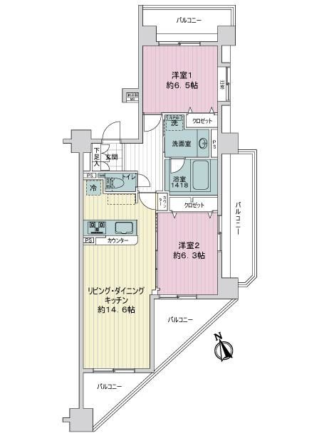 モリス千住曙町の間取り|モリス千住曙町：全居室収納・窓が付いた２ＬＤＫリノベーション物件は住設備も充実！