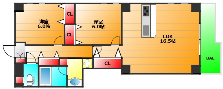 クレアーレ元町の間取り|現状有姿