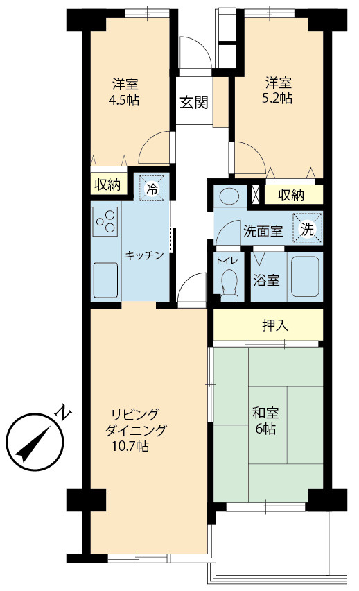 南東向きの8階部分、エレベーター停止階
