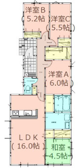 南区大平寺２丁目５期　１号棟の間取り