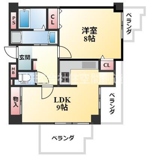 【間取り】 | インフィニティーフジ | 1LDK（46.74平米）洗髪洗面化粧台・ウォシュレット