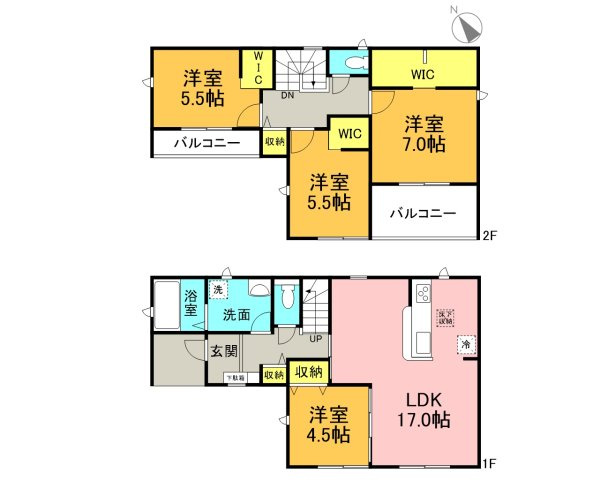 高浜第43呉竹町　新築戸建＜8号棟＞の間取り|4LDK＋WIC