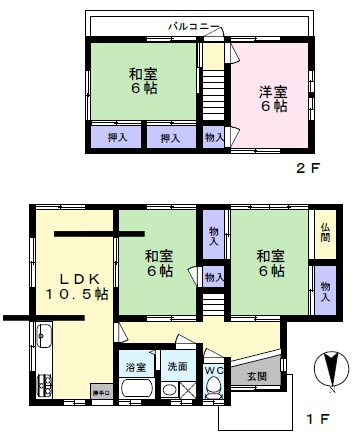 夢前町菅生澗　中古戸建ての間取り