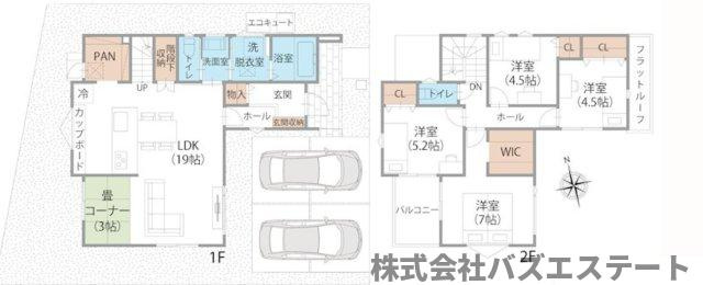 香寺町溝口　新築一戸建ての間取り
