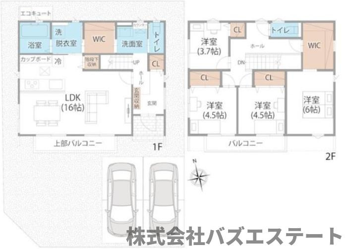 香寺町溝口　新築戸建ての間取り