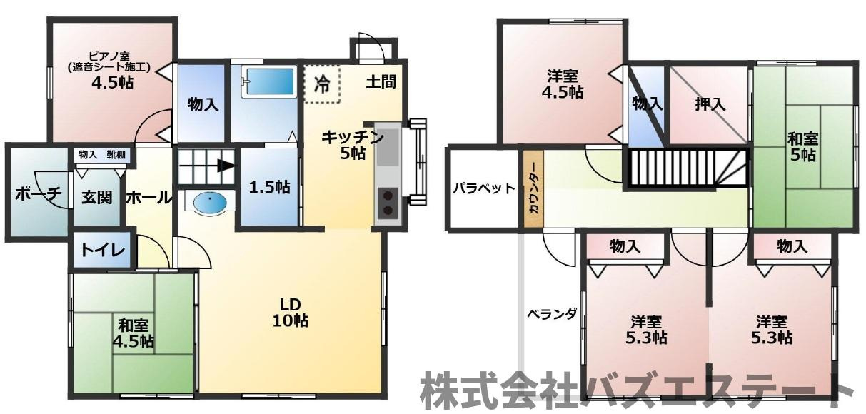 網干区新在家　中古一戸建ての間取り