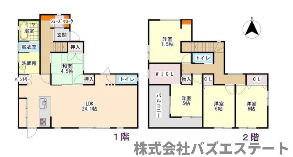 網干区田井　中古一戸建ての間取り