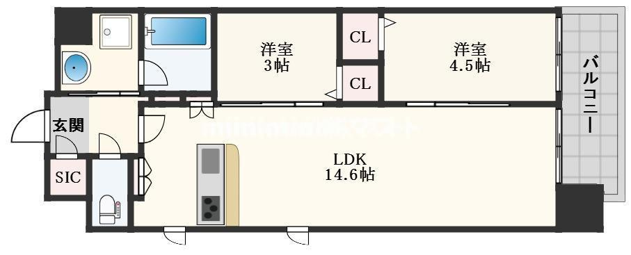 旧　スプランディッド本町東DUEの間取り