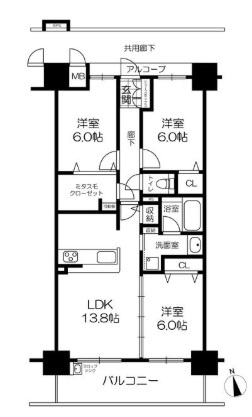 姫路市飾磨区英賀春日町１丁目の中古マンションの間取り