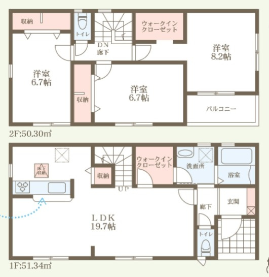 姫路市広畑区小松町４丁目の新築一戸建の間取り