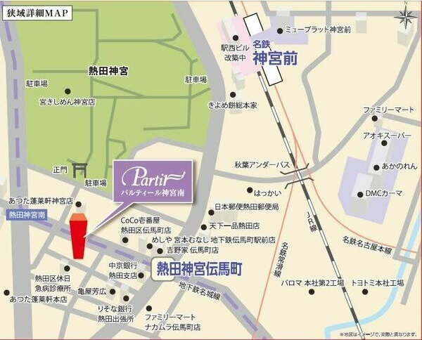 パルティール神宮南の地図