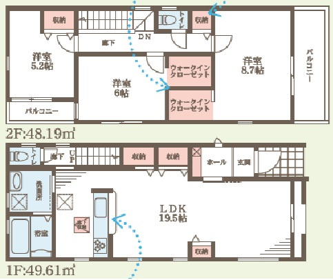 寝屋川市仁和寺本町　新築一戸建ての間取り|2号地