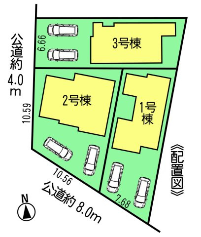 半田市亀崎高根町1期　1号棟の区画図|○●区画図●○