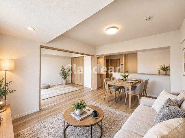 グランドメゾン西新井の居間・リビング|ドキドキの新生活も、安心してスタート。ぴったりの住まいを見つけませんか？クランディアが一緒に住まい選びをサポートします‼　まずは、お気軽にお問合せください　＃クランディア