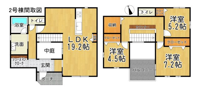 半田市亀崎高根町1期　2号棟の間取り|○●間取り図●○
