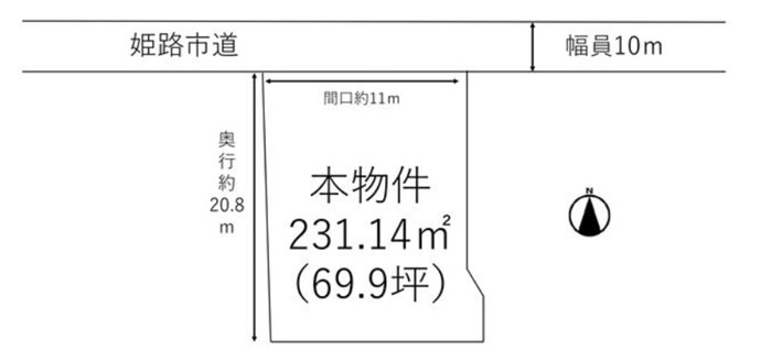 姫路市飾磨区英賀宮町２丁目の売地の土地図
