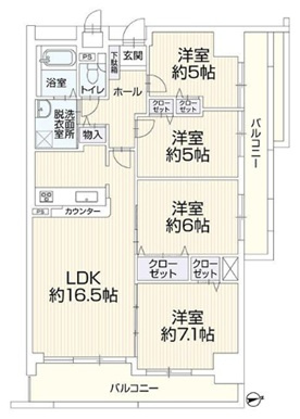 姫路市北条口４丁目の中古マンションの間取り