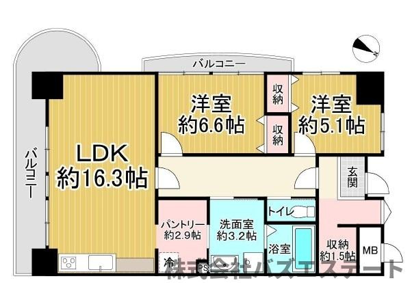 姫路市豊富町甲丘３丁目の中古マンションの間取り