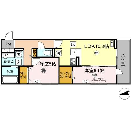 上益城郡益城町大字古閑のアパートの間取り