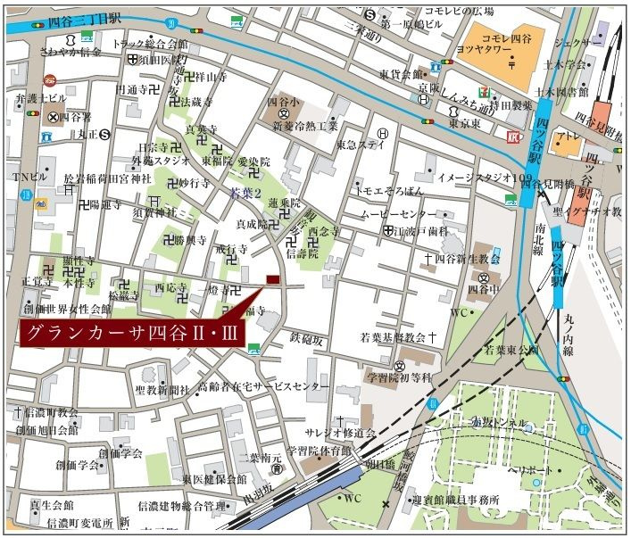 グランカーサ四谷の地図