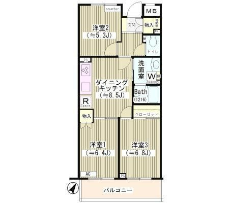 第２ゼルコーバ烏山の間取り