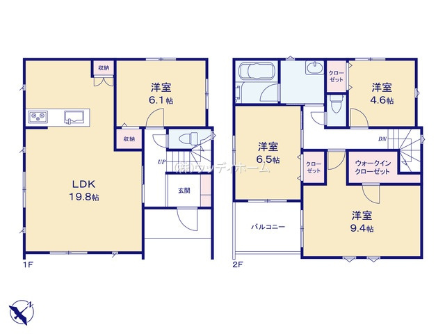 越谷市大房　新築一戸建て　1号棟の間取り