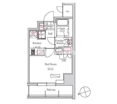 港区芝１丁目の賃貸マンションの間取り