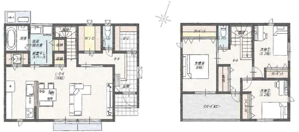 香美市土佐山田町東本町2丁目　建築条件付き　売土地　北棟　（全2区画）の参考プラン|プラン例　建物価格　3,060万円　土地建物プラン例総額　4,420万円
土地面積　204.83㎡　（約61.96坪）建物面積　104.34㎡　（約31.56坪）