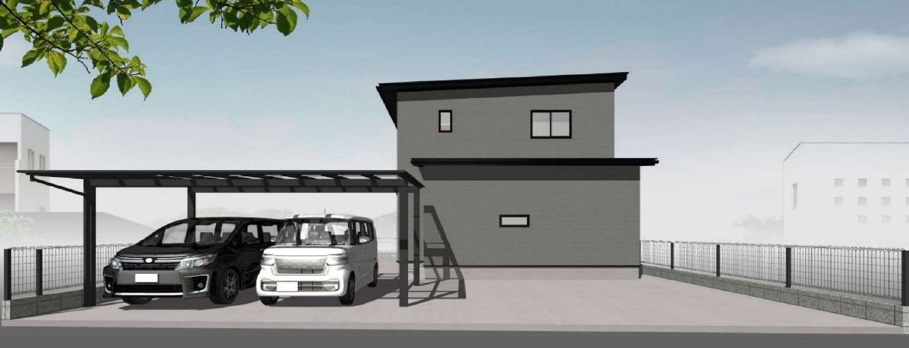 香美市土佐山田町東本町2丁目　建築条件付き　売土地　北棟　（全2区画）の完成予想図|プラン例　建物価格　3,060万円　土地建物プラン例総額　4,420万円
土地面積　204.83㎡　（約61.96坪）建物面積　104.34㎡　（約31.56坪）