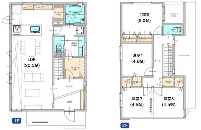 保土ヶ谷区権太坂１丁目　新築戸建ての間取り